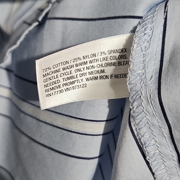 Ava & Viv Women's Light Blue Striped  Button Down Shirt - Picture 8 of 9